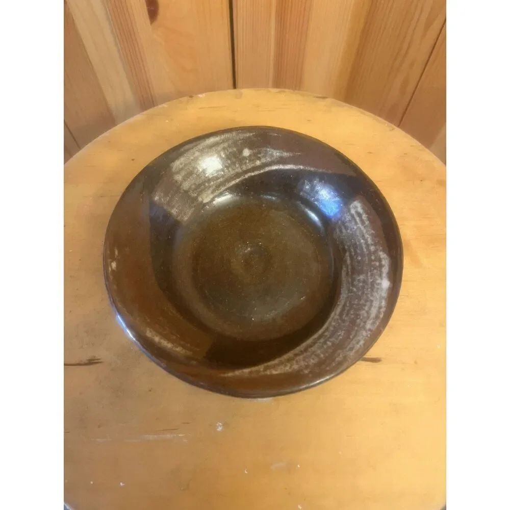 Pottery Bowl Brown Glaze Signed 6.25” (6094)